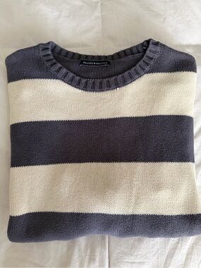 Brandy Melville Striped Crewneck Sweater in Navy and Cream